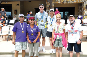 Mixed 2.0 Medalists - Bronze - Ray Ritson & Edie Kellogg - Gold - Mike Fielding & Dawn Hause- Silver - Carol Fielding & Mac Melhuish (L to R)undefined