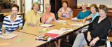 The writing class, left to right: Pat Kanitz, Jan Christensen, Sally Carstens, Linda Shannon-Hills, Jan Larkey, Linda Nicholson and Nancy Ferris. undefined