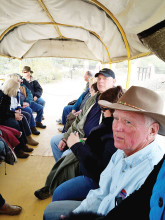 Wagon ride, right to left: Rich Galant, Linda Shannon Hills, Bob Hills, Ellyn Biggs, Marsha Grant, Bill Klappenbach and Mike Nicholson undefined