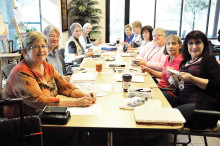 The members of the Beading Club are working on their own projects: Martha Sampson, Debbie Weinenger, Judy Verbeke, Donna Norris, Raynelle Duhl, Vivian Dohms, Jan Larkey, Sharon Marchant, Barb Martin and Chris Nunamaker. undefined