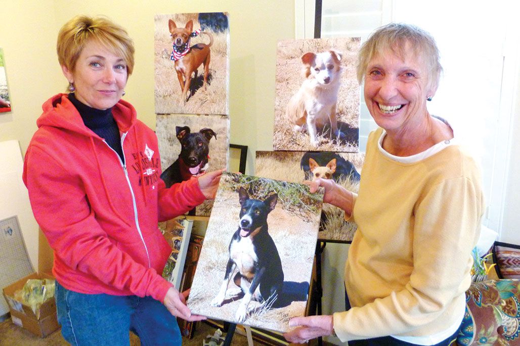 Linda Gorman and her pet art portraiture with Leslie Rocco. undefined