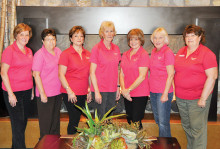 2014 Ranchette Putters Board Members, from left: Linda Harvey, Statistician; Ellyn Biggs, Secretary; Elida Jerman, Treasurer; Linda Bowman and Janice Neal, Co-Presidents; Marilee Fairbanks and Linda Shannon-Hills, Co-Vice Presidents. Photo by Bob Hills. undefined