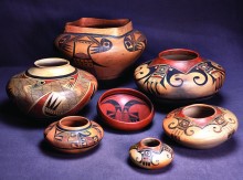 Hopi-Tewa pottery by the Nampeyo family, c. 1900-1930. Photo by Jannelle Weakly. Photo courtesy Arizona State Museum