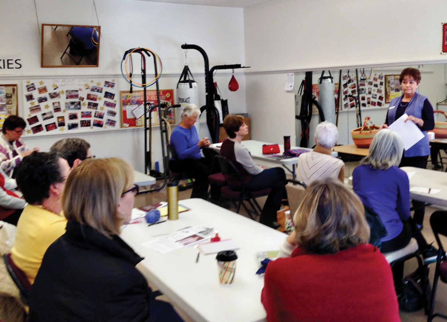 Linda Hood teaches a class as part of our Knit Along vest option offered this spring.