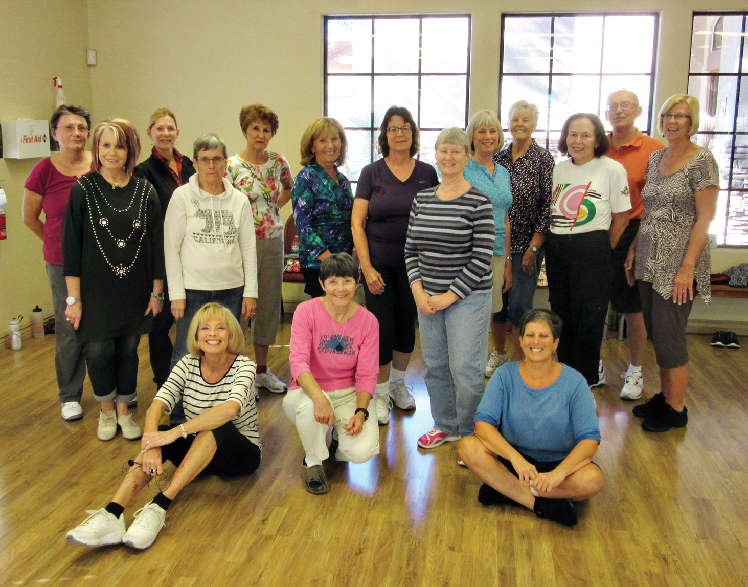 One-third of this class is from SaddleBrooke Ranch. This is the Level 3 class with justifiably happy smiles of accomplishment. They are line dancers performing the most challenging dances in our SaddleBrooke/Ranch classes and enjoying learning with exercise.