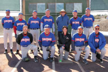 The 2016 Winter Season Tuesday Community League Champion, HomeTeam Pest Defense. Back row: Howie Emmons, Vern Boothby, Mike Hood, Ron Romac, Darrell Sabers, Allan Block and Dean Conway; front row: Don Nolin, George Corrick, Debbie Seguin, Al Cangeme and Rob Gish. Photo by Pat Tiefenbach