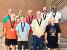 Don Williams, back row, left, with his Desert Thunder team at the Arizona Senior Olympics Gold Medal presentation