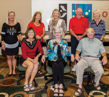 Left to right, front row: Corine Sturdivant, Sheila Bray and Alastair Stone; back row: Susan Swanson, Carol Mihal, Sandy Schlager, Dean Alfrey and Linda Bowman