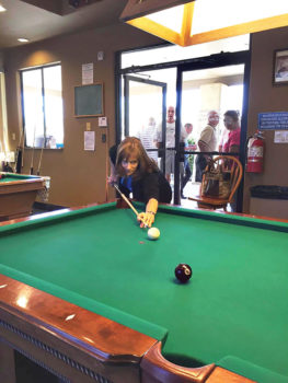 Janette “The Archer” Borland, the first lady to play in a Pool Players of The Brooke’s sanctioned event.