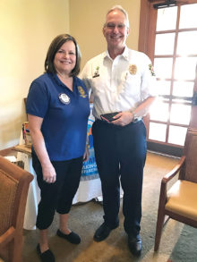 SaddleBrooke Sunrise Rotary President Debbie Foster with Fire Chief Randy Karrer