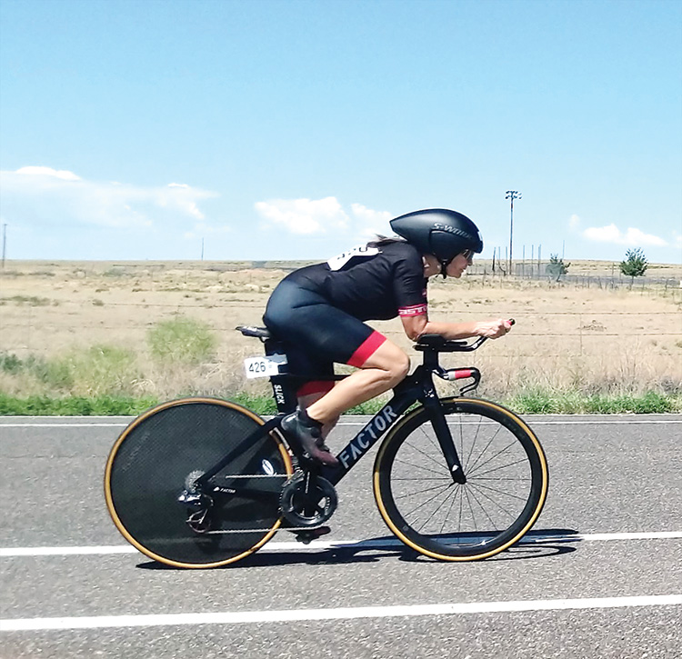 Sun Lakes resident, Kim Soule, competing in the cycling time trials.