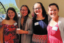 Emma, Haley, Katie, and Laura at MSPC share their experiences with congregants.