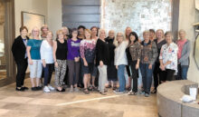 Participants are (left to right) Janelle Authur, Gale Hall, Elaine Brown, Betty Ryan, Janice Neal, Kate Thomson (third place overall tournament), Gail Latimer, Judie Townsend, Alyce Grover, Debbie Shelton (first place overall tournament), Brenda Pooler, Bonnie Goldman, Sharon Farber, Nancy Stirling (tied for second place overall tournament), Linda Sentivanac, Kathy Keasling (tied for second place overall tournament), Marie Astaire, Monica Gustafson, Nancy Carol, and Rainie Warner.