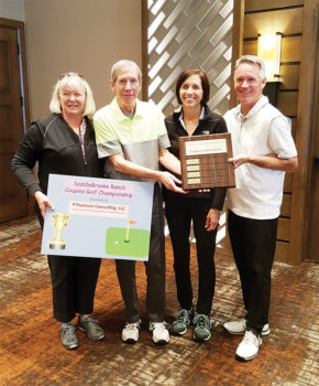Kate and Paul Thomsen, PThomsen Consulting, LLC, SBR Couples Golf Championship sponsor with Beth and Jon Wittmann, gross champions.