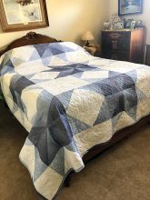The king size quilt Alyce made for her son while in isolation.