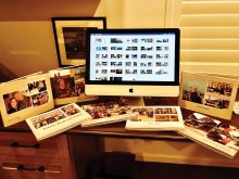 Here I am, sharing with you the computer screen with the photo book application and some of the books I made.