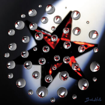 Water Droplets - red star with back spotlight (Photo by Bob Hills)