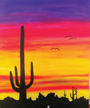 Arizona sunset in acrylics