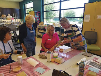 Terri Thomas and Bonnie Roach teach glazing techniques.