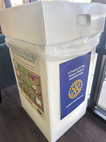 The collection box at Desert Life Pharmacy