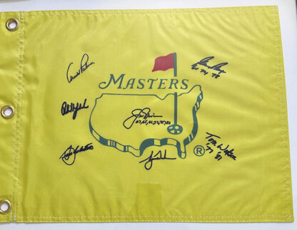 Featured auction prize, a Masters flag signed by past winners